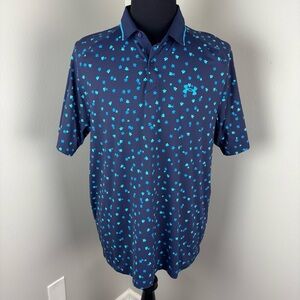 Under Armour Iso-Chill Polo Shirt Men's Size XL Blue Floral Golf Performance EUC